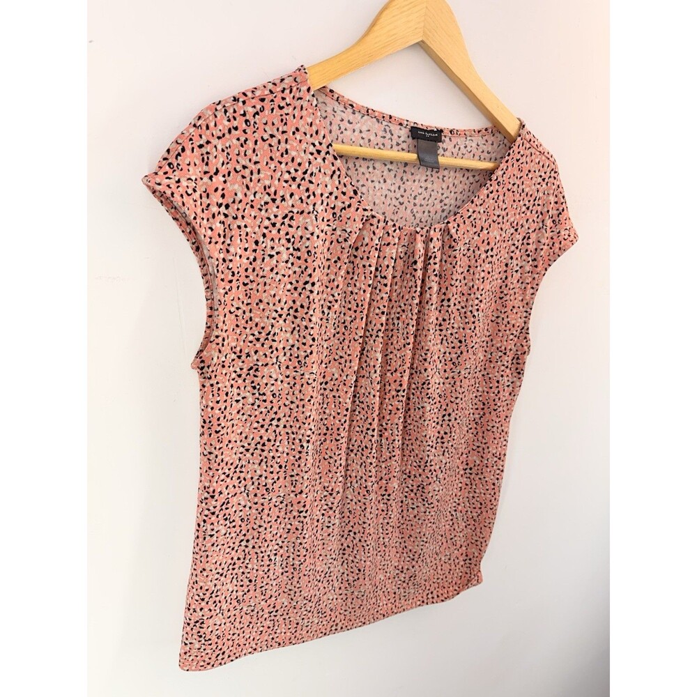 Ann Taylor Women Tank Blouse Bow Sz L Floral Round Neck Sleeveless Polyester - Picture 3 of 6